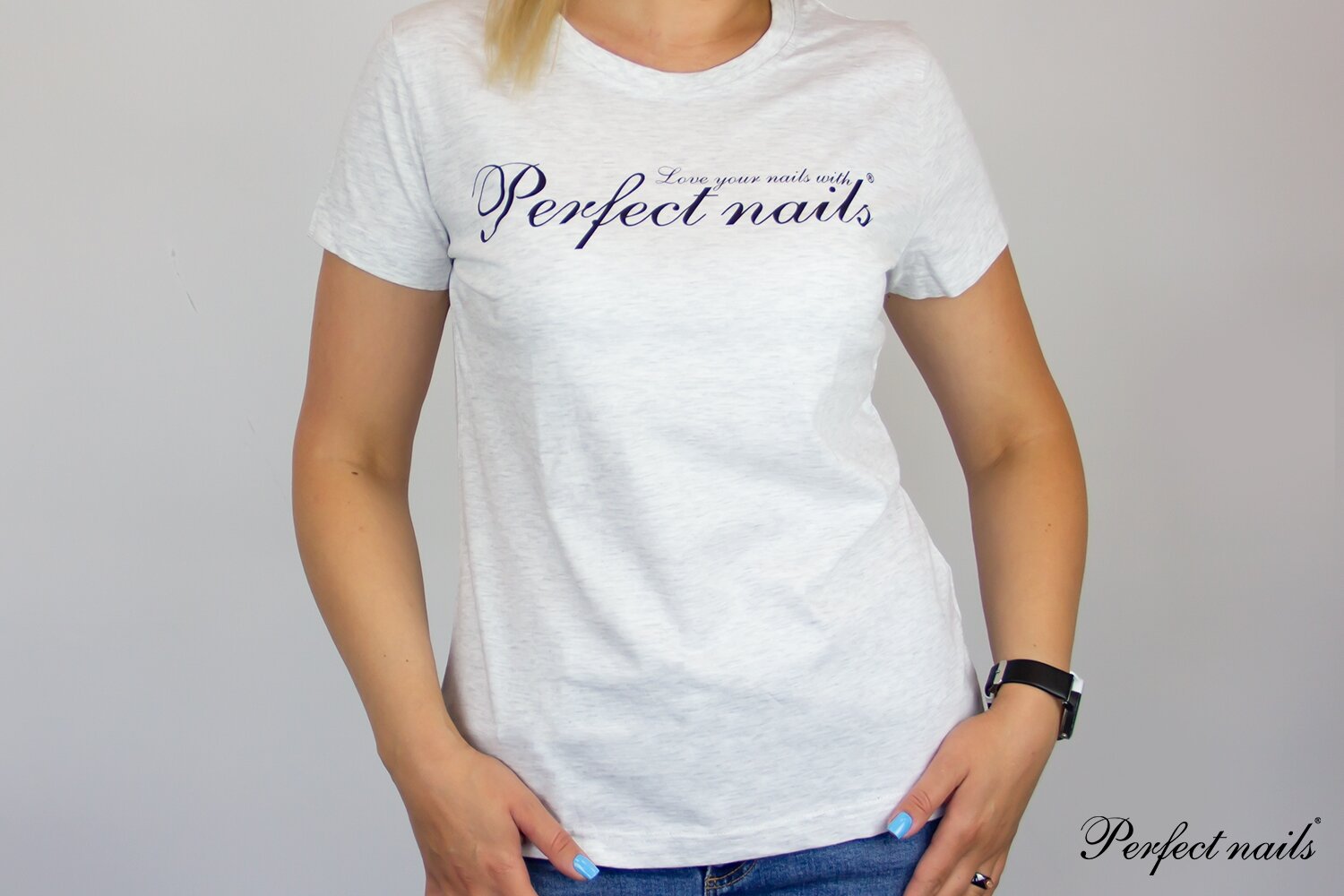 Marškinėliai "Perfect Nails Light Gray"